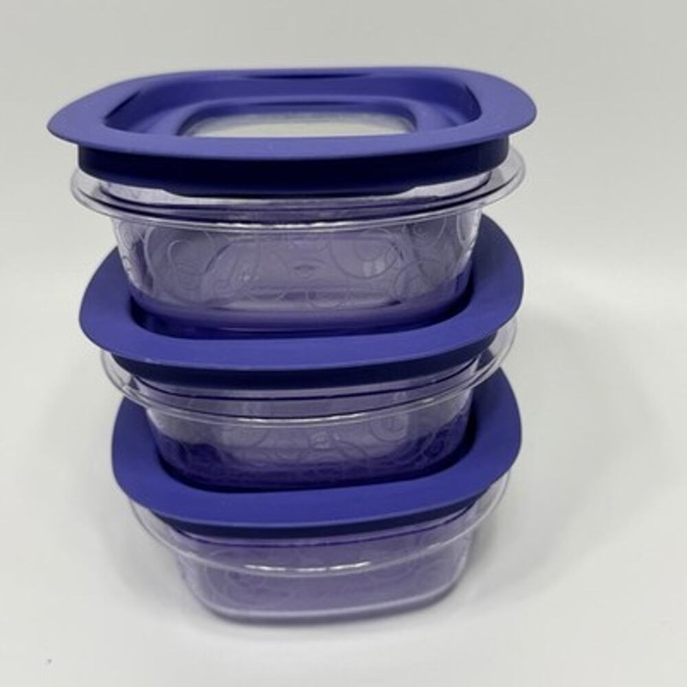 3 RARE Rubbermaid Premier Food Container Easy View Lids Purple Swirl 1.25 Cup